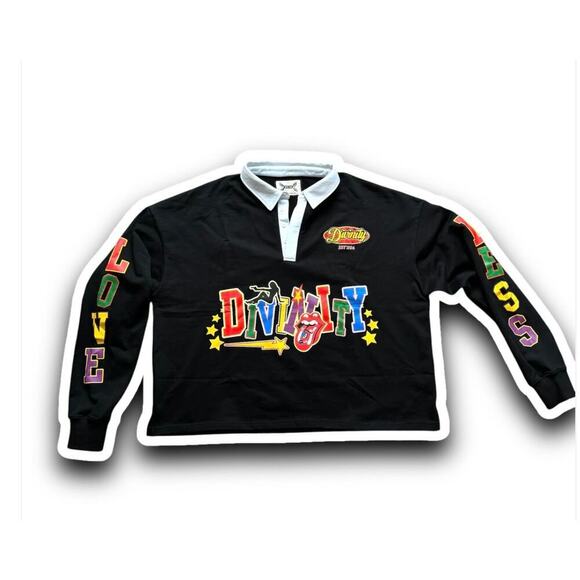 Divinity Other - Divinity “Nostalgia Sweater” in Black Y2K 90's Blokecore Sportswear Sportscore